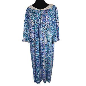 NWT | Blue Leopard Print Post Surgery Nightgown Hospital Gown Snap Shoulders | 3